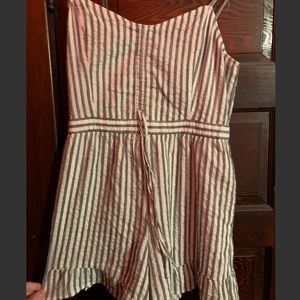 American Eagle Blue and White Striped Romper Large